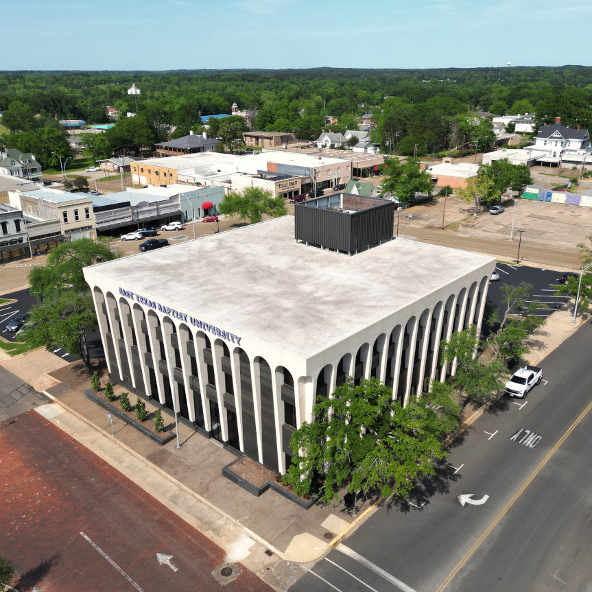 Aerial view of Synergy Park Marshall Building