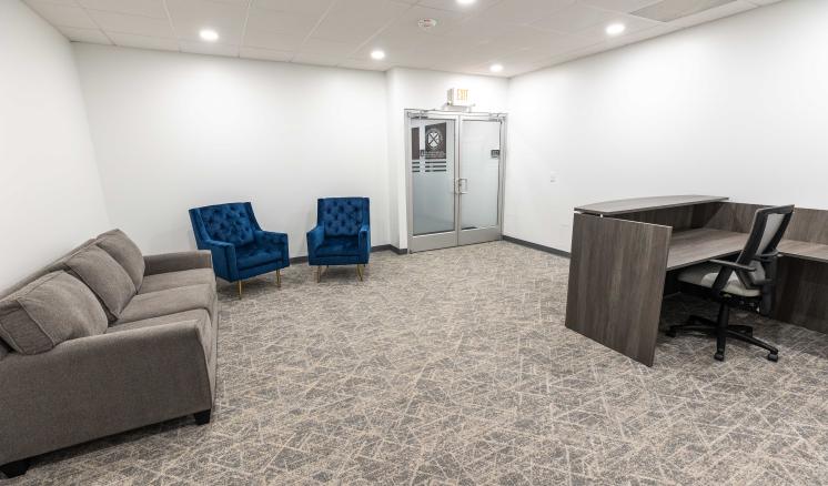 The ETBU Speech-Language Pathology Clinic front desk and waiting room